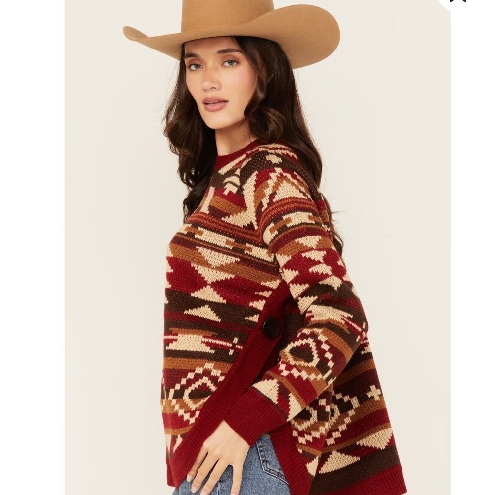 NWT Cotton & Rye Southwestern Pattern Button Accent Sweater western boho Aztec